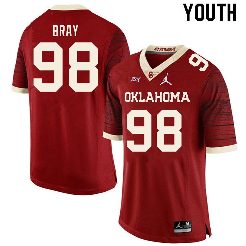 Youth #98 Hayden Bray Oklahoma Sooners College Football Jerseys Sale-Retro - Click Image to Close
